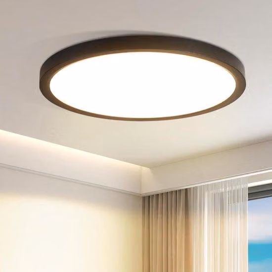 Lampada da camera - Lampada da soffitto rotonda Ø30 cm, nera - 24 W. Lampada moderna per cucina, camera da letto e corridoio