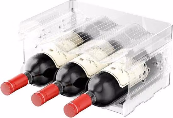 Scaffale in plastica per bottiglie strette - Portabottiglie da frigorifero - Può contenere fino a 6 bottiglie - Portabottiglie per la dispensa - Soggiorno e cucina