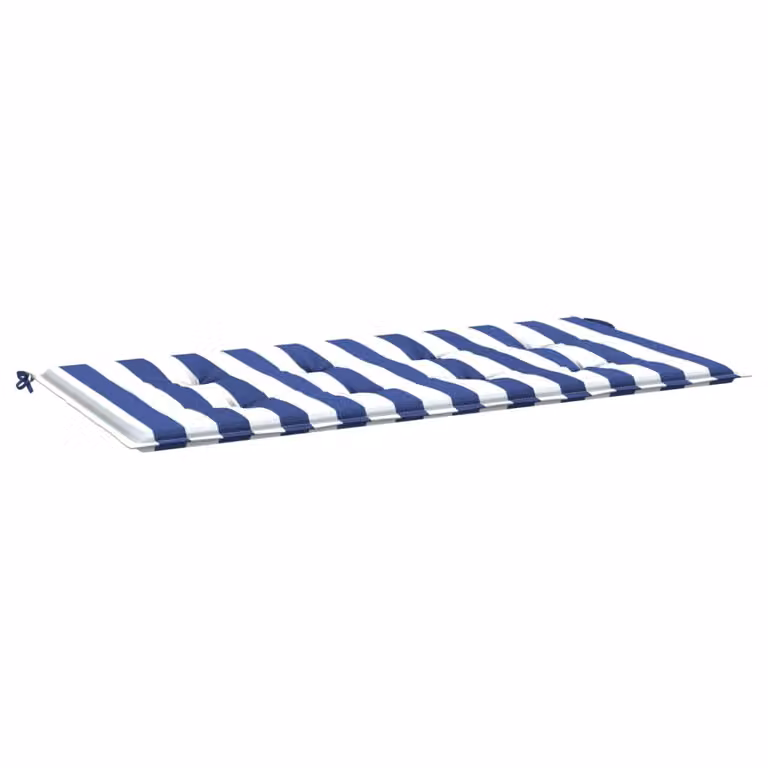 Cuscino Panca Giardino Bianco e Blu 120x50x4 cm Tessuto Oxford