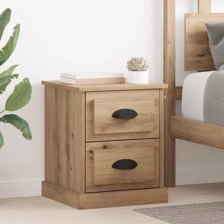 Set di 2 Armadi da Notte vidaXL in Legno Rovere Marrone Rustico L/P/H: 39 x 39 x 47.5 cm
