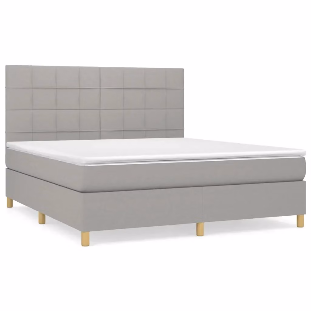 Letto Ibrido con Giroletto a Molle e Materasso vidaXL Grigio Chiaro e Bianco L/P/H: 160 x 200 x 128 cm – 2