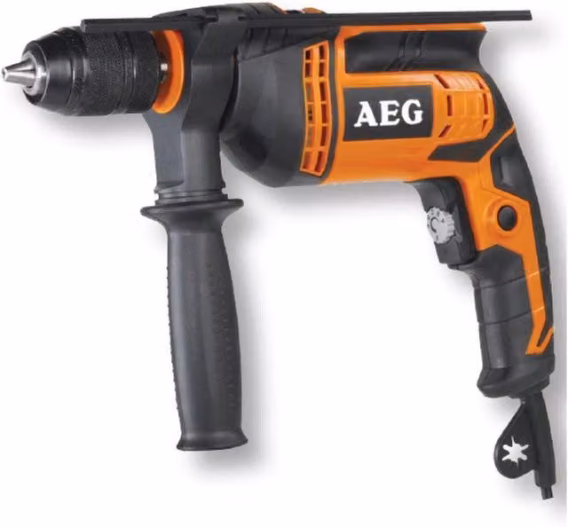 Trapano a percussione AEG SBE 600R da 600W con mandrino autoserrante in metallo da 13mm, colore arancione