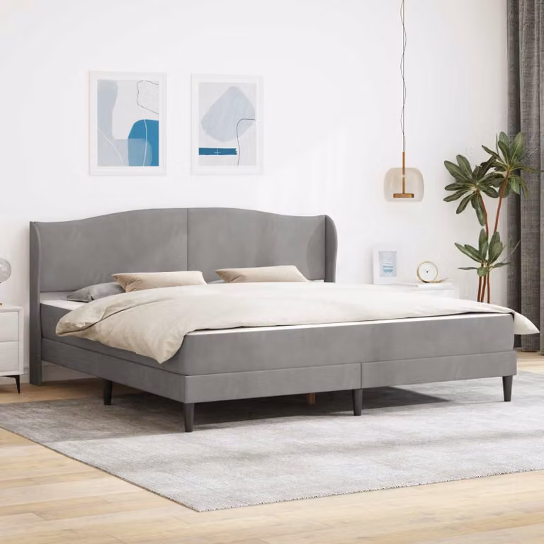 Struttura del letto moderna vidaXL in velluto grigio con telaio imbottito L: 180 cm, P: 200 cm, H: 101 cm