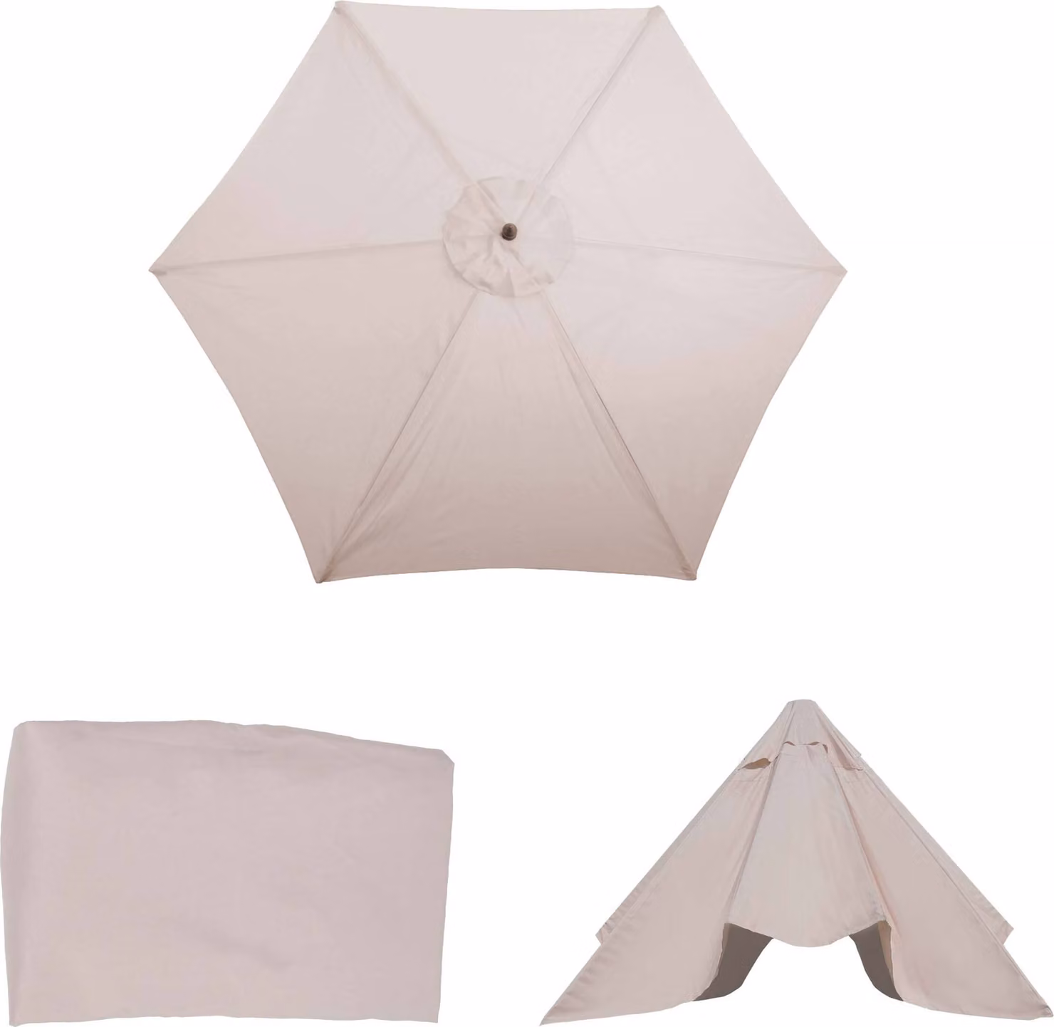 Copertura di ricambio per ombrellone Florida, copertura di ricambio per ombrellone, Ø 3m poliestere 6 montanti ~ crema