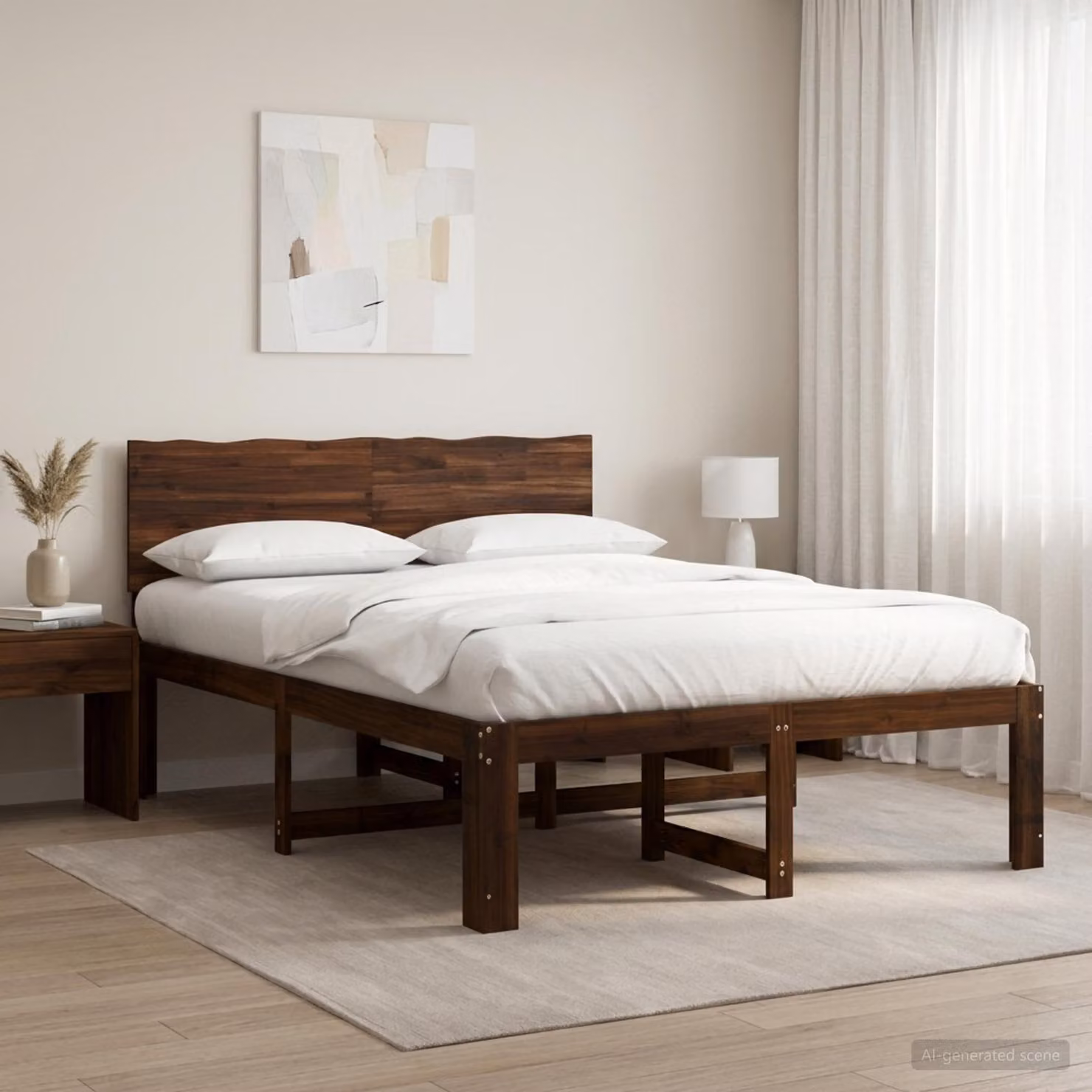Letto matrimoniale con testiera vidaXL ROSTOCK in legno di acacia marrone scuro L/P/H: 205.5 x 124.0 x 140.0 cm