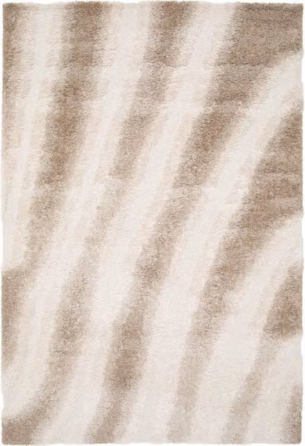 Tappeto moderno a righe beige SWEEEK per soggiorno e camera da letto