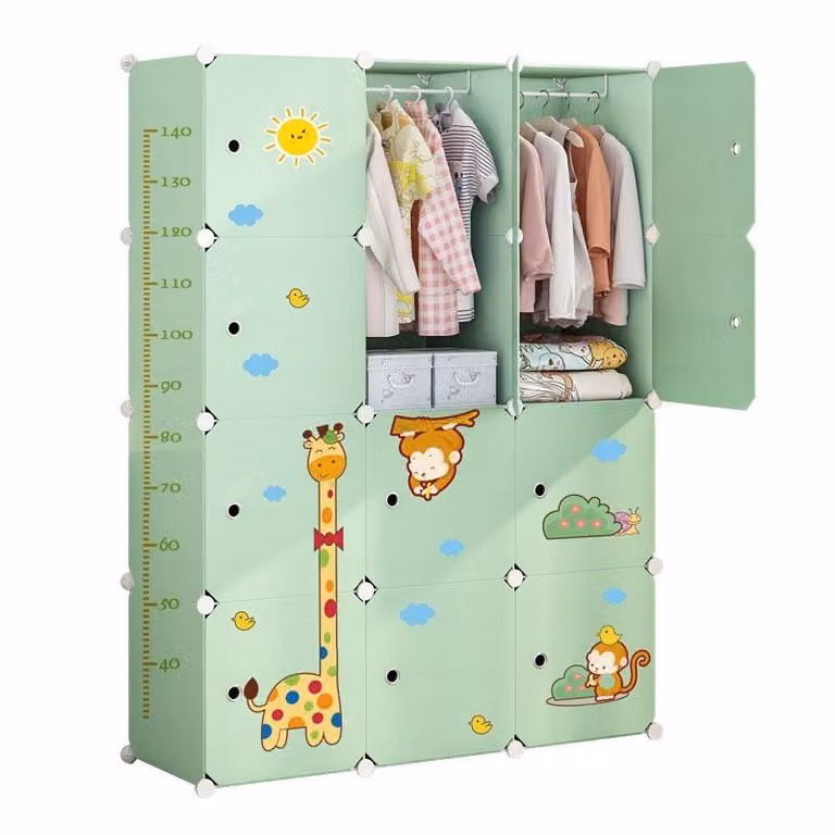 Armadio guardaroba modulare grande scaffale per giocattoli per bambini capiente colorato