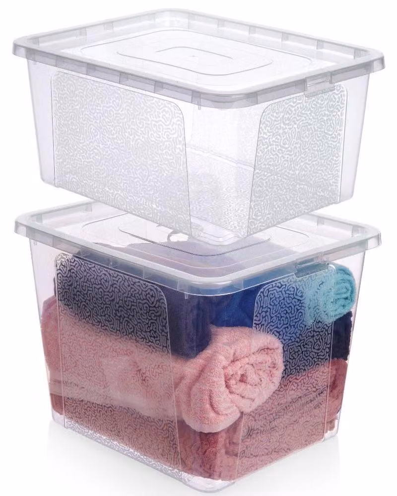 Vilde | Contenitori salvaspazio 2 pz. - 20 L / 30 L - con coperchi - In plastica - Trasparenti
