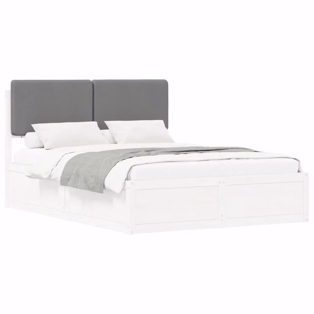 Letto con testiera rivestita vidaXL in legno di pino e tessuto grigio, L/P/H: 200 x 150 x 93 cm – 2