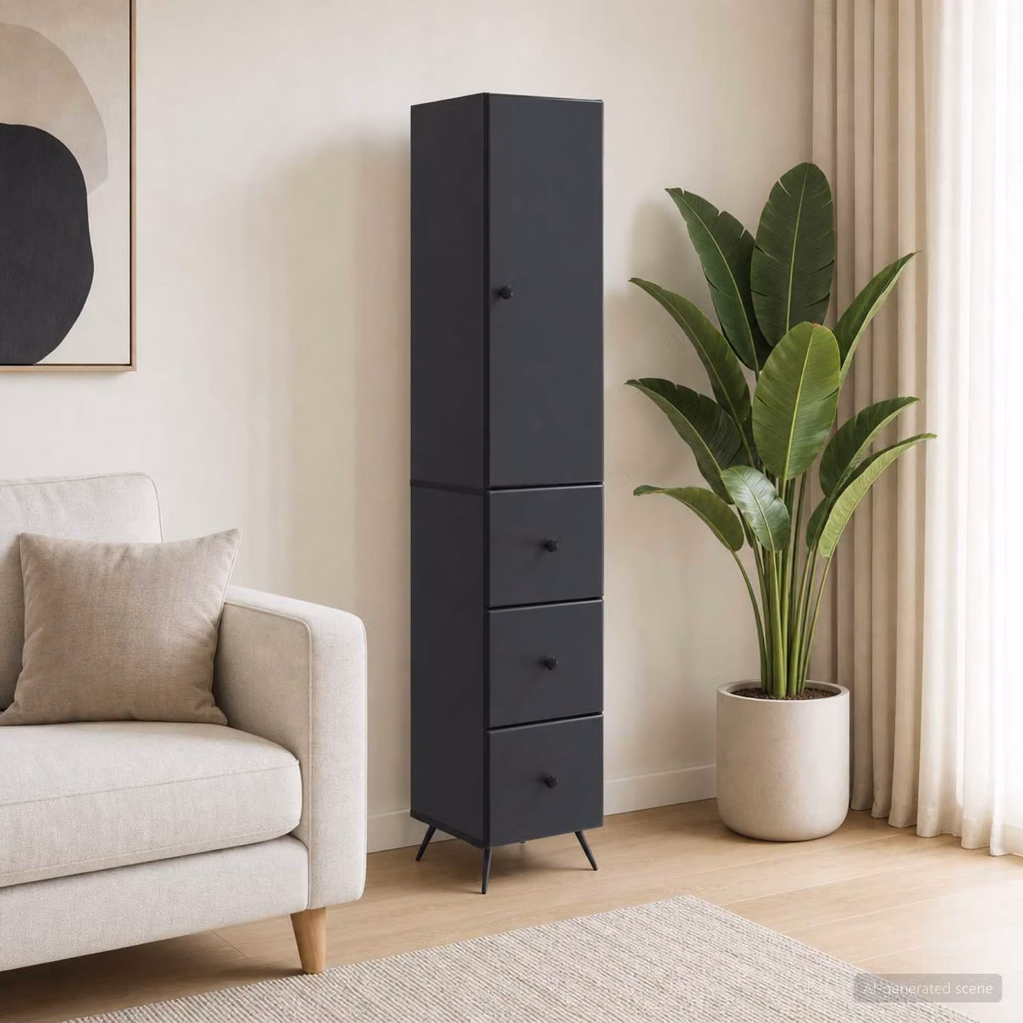 Set di 2 armadi moderni vidaXL neri con ante scorrevoli e ripiani interni in MDF e metallo L/P/H: 34,5 x 34,5 x 90 cm