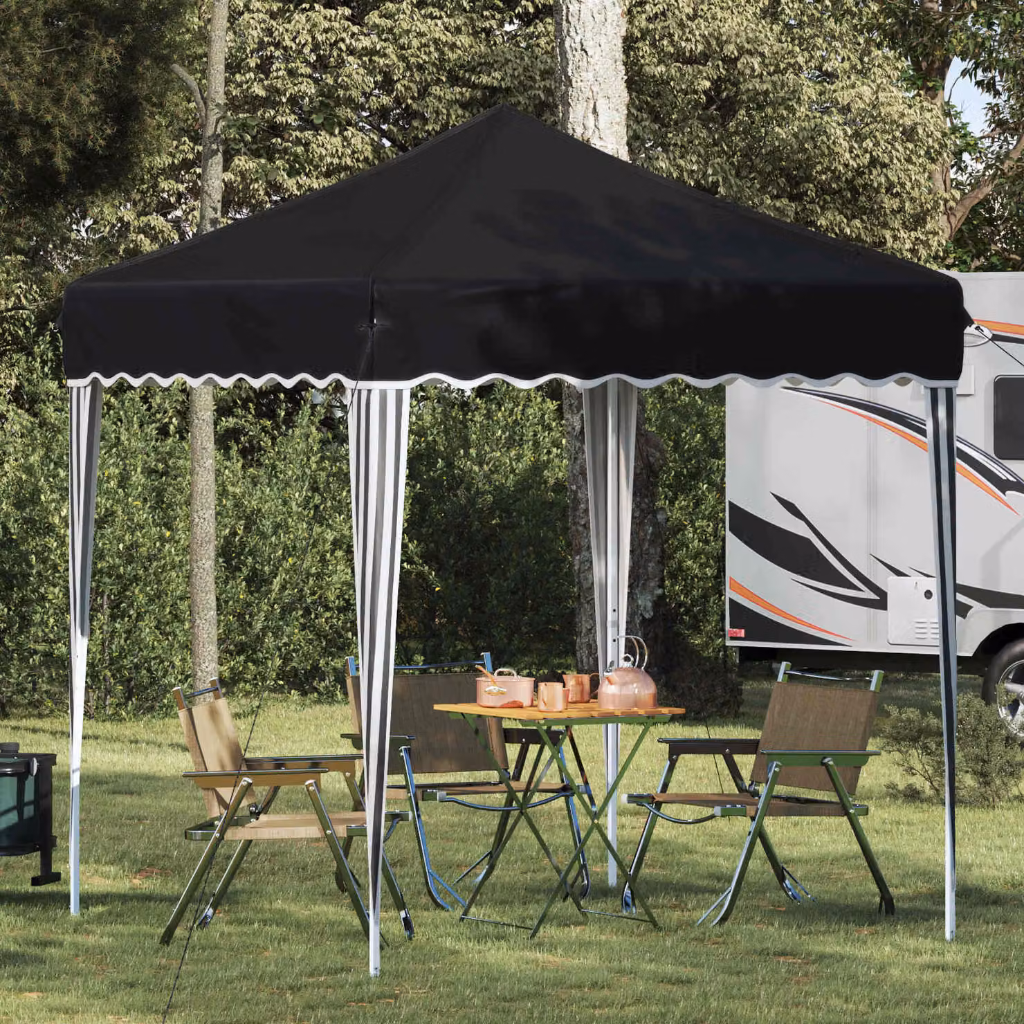 vidaXL Tenda per feste a pop-up in acciaio, colore antracite e nero, L/P/H: 195 x 195 x 245 cm