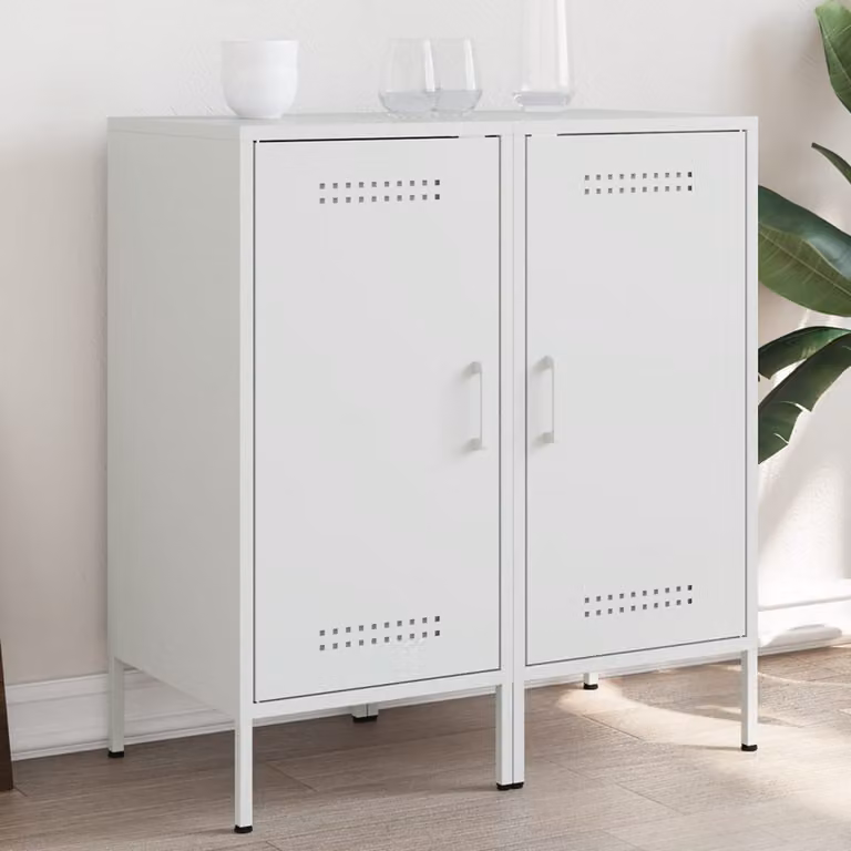 Set di 2 credenze vidaXL in metallo bianche stile industrial L/P/H: 36 x 39 x 79 cm