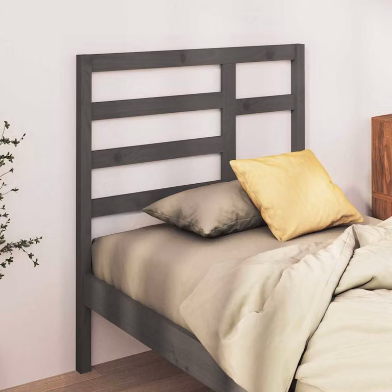 Testiera per letto vidaXL in legno massello di pino, grigia, L: 96 cm, P: 4 cm, H: 104 cm
