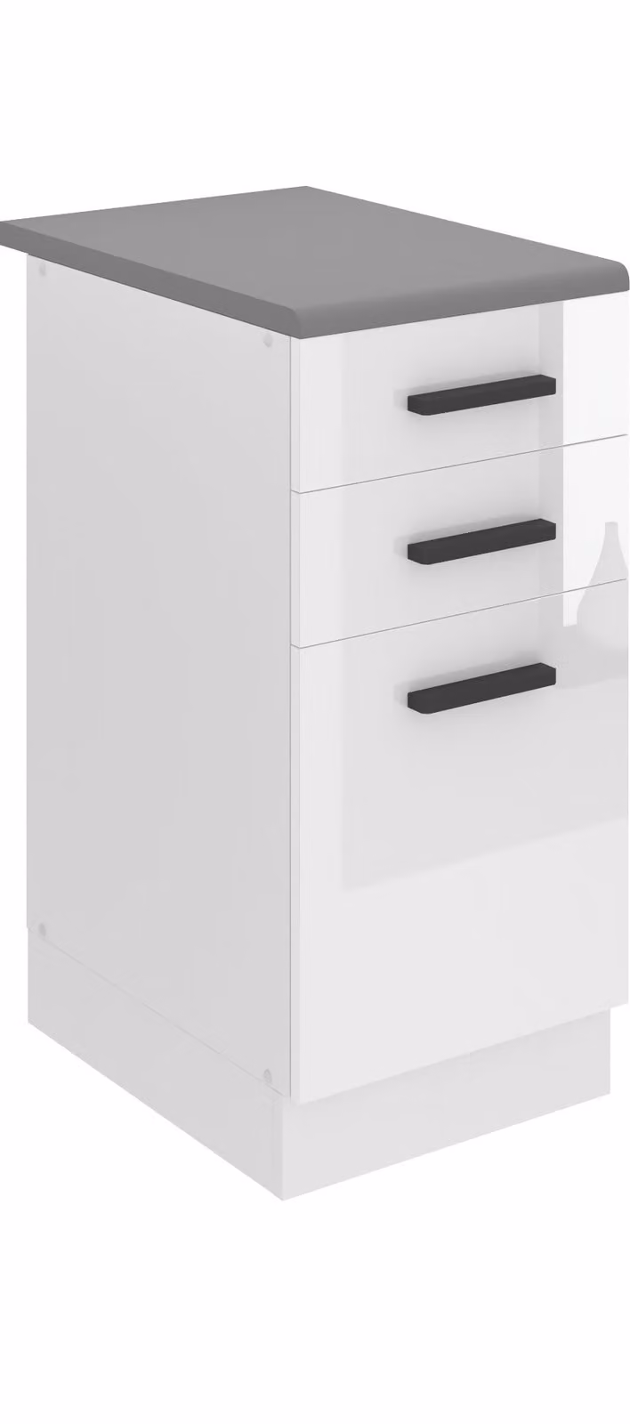 Base da cucina Belini, base da cucina larga 40 cm. Base da cucina SDSZ con piano di lavoro. Mobile da cucina con cassetti, bianco lucido