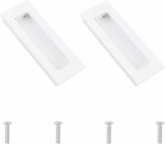 Set di maniglie per porte scorrevoli in alluminio, colore bianco caldo - Design rettangolare - Per ante scorrevoli - 2 pezzi