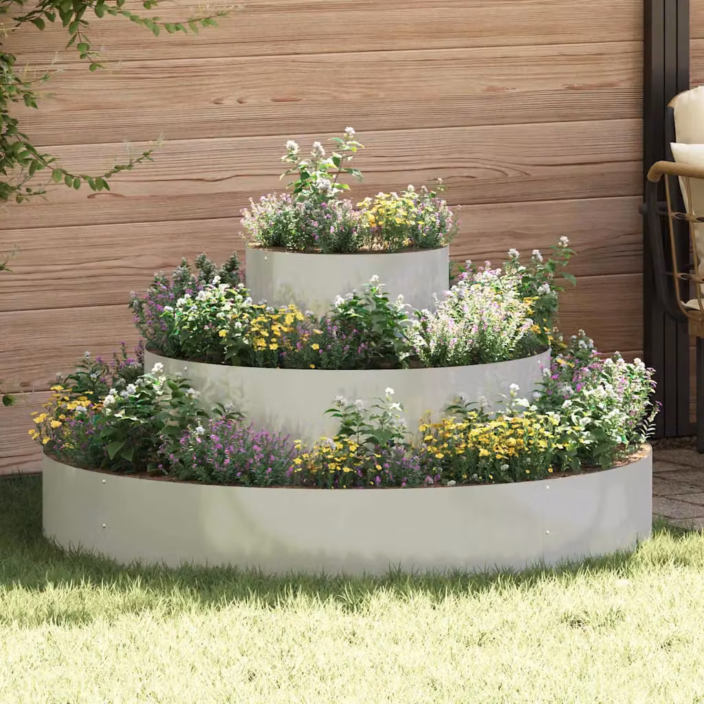 Vaso da giardino vidaXL in acciaio zincato Argento L: 120 cm, P: 120 cm, H: 20 cm