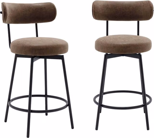 Set di 2 sgabelli da bar Sweeek con seduta girevole a 360 gradi in similpelle e metallo, L/P/H: 50 x 50 x 110 cm – 1