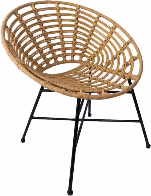 Poltrona in rattan Volcano Casa Thai S.L. stile boho in colore nero e marrone per giardino e terrazza
