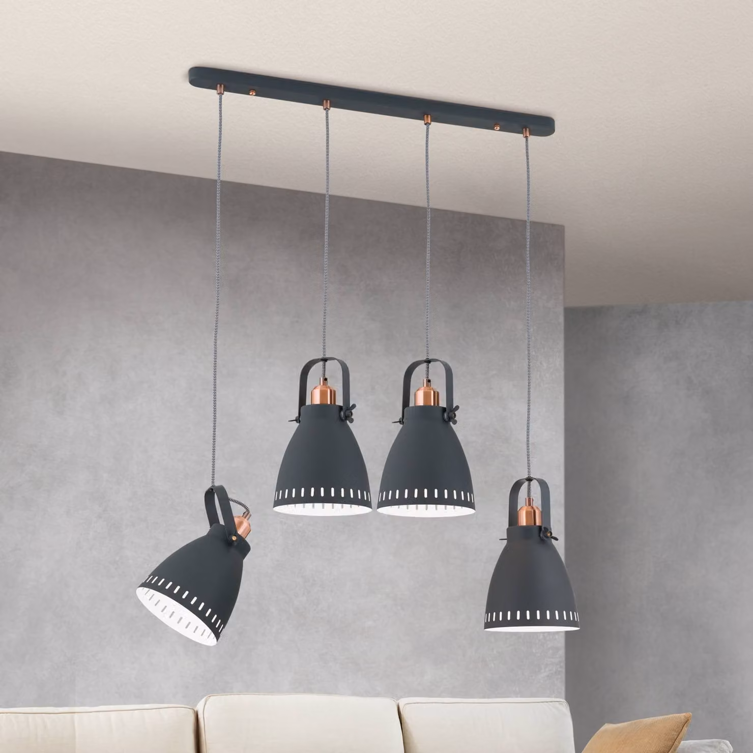 ORION Lampada a sospensione Theke, dimmerabile, Nero, Soggiorno / Sala da pranzo, Metallo, Industriale, Lampada a sospensione
