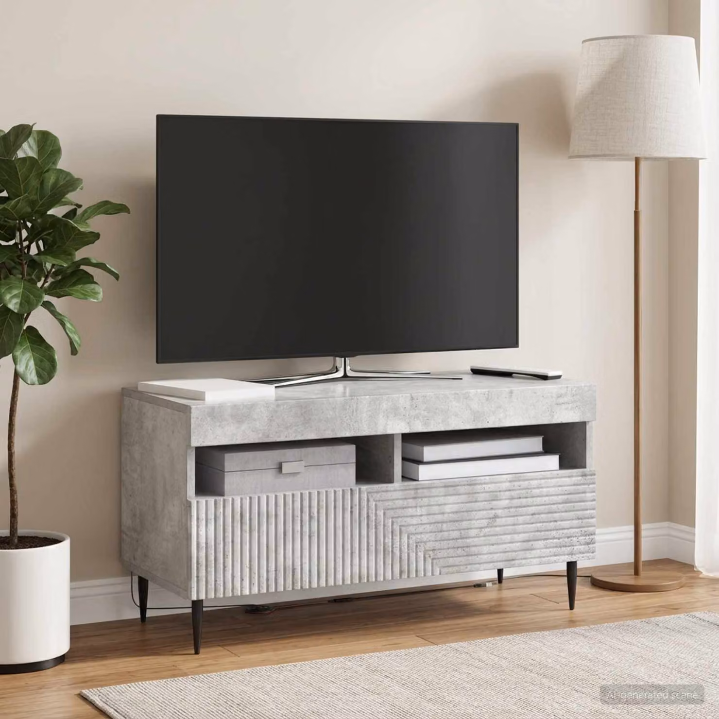Mobile TV LED vidaXL HAARLEM Grigio Cemento L: 81 cm, P: 35 cm, H: 43 cm