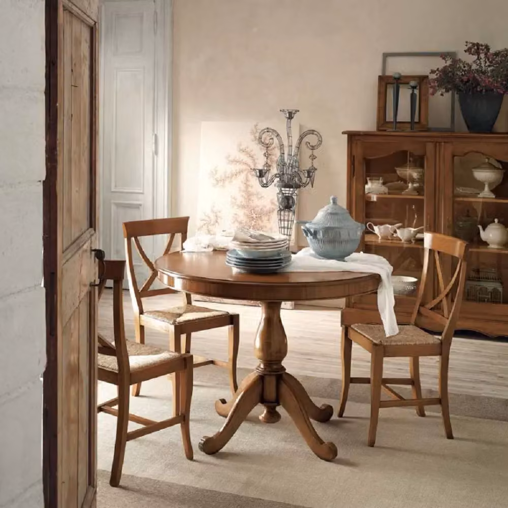 Tavolo rotondo moderno Mobili 2G in legno color noce L: 110 cm, P: 110 cm, H: 78 cm – 2
