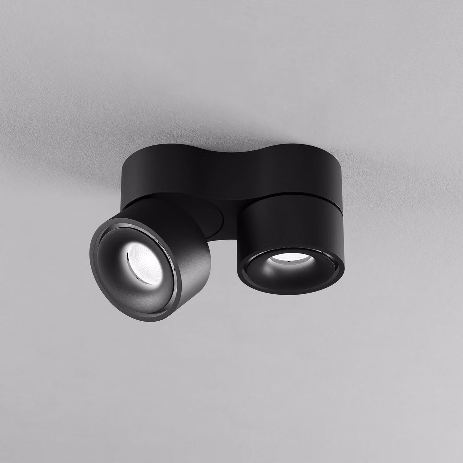 Egger Licht DLS Faretto da soffitto Clippo Duo nero/nero DALI DTW a 2 luci Duo, dimmerabile, Nero, Soggiorno / Sala da pranzo, Alluminio, Moderno
