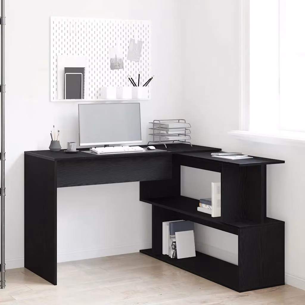 Scrivania vidaXL in legno ingegnerizzato MDF Rovere e Nero, L 200 x P 50 x H 76 cm