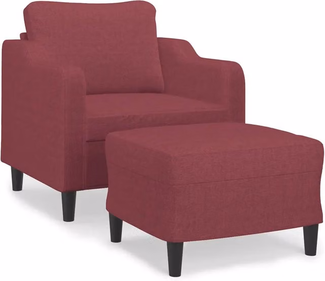 Divano Sedia-Poltrona con Poggiapiedi Rosso Vino 60 cm in Tessuto 155490