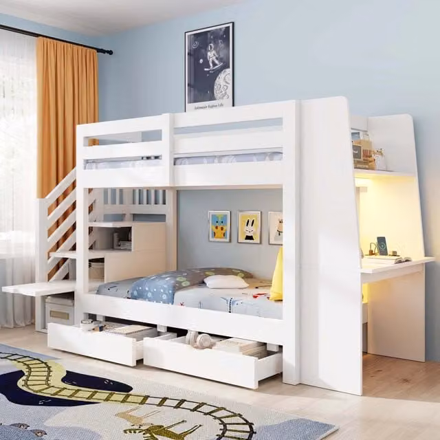 letto a castello in legno bianco 90 x 200 cm