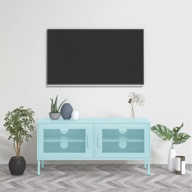 Mobile TV-Credenza Design In in metallo color verde menta, L: 105 cm, P: 35 cm, H: 50 cm – 1