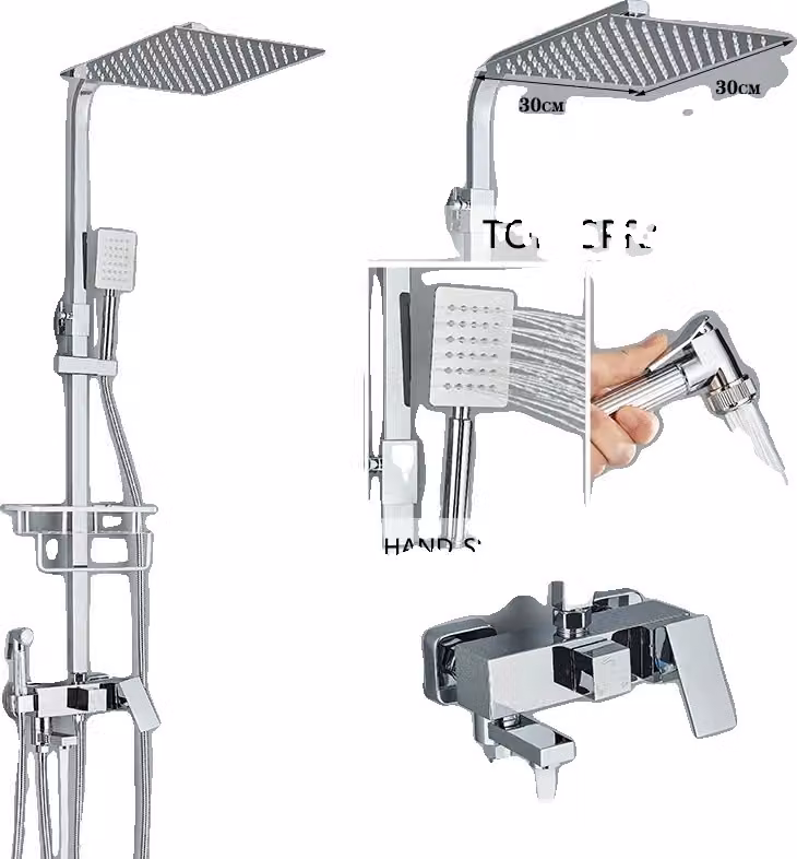 Miscelatore per doccia, design contemporaneo, comando monocomando, 4 vie da 12 pollici B