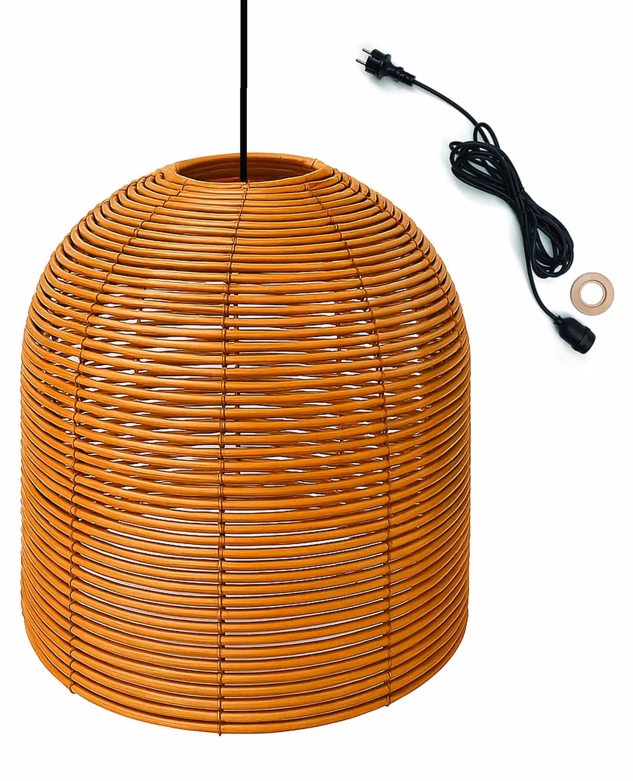 Lampada a sospensione in rattan intrecciato, stile boho, cavo da 5 metri