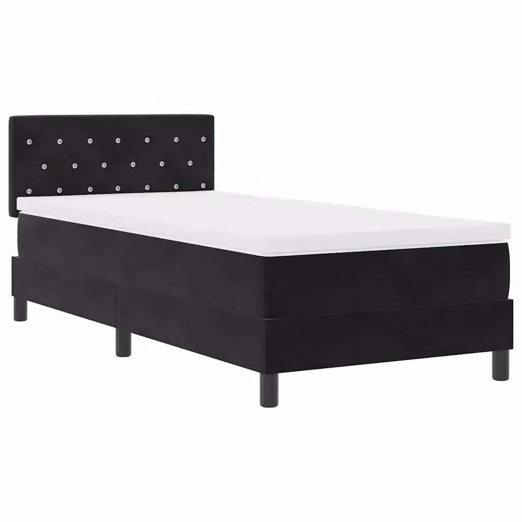 Letto a molla con illuminazione LED e testiera vidaXL in velluto nero 90 x 190 cm – 2
