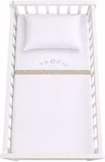 Set di lenzuola completo per lettino Baby Idea Little Star 3 pezzi Beige e Bianco con motivo stelle