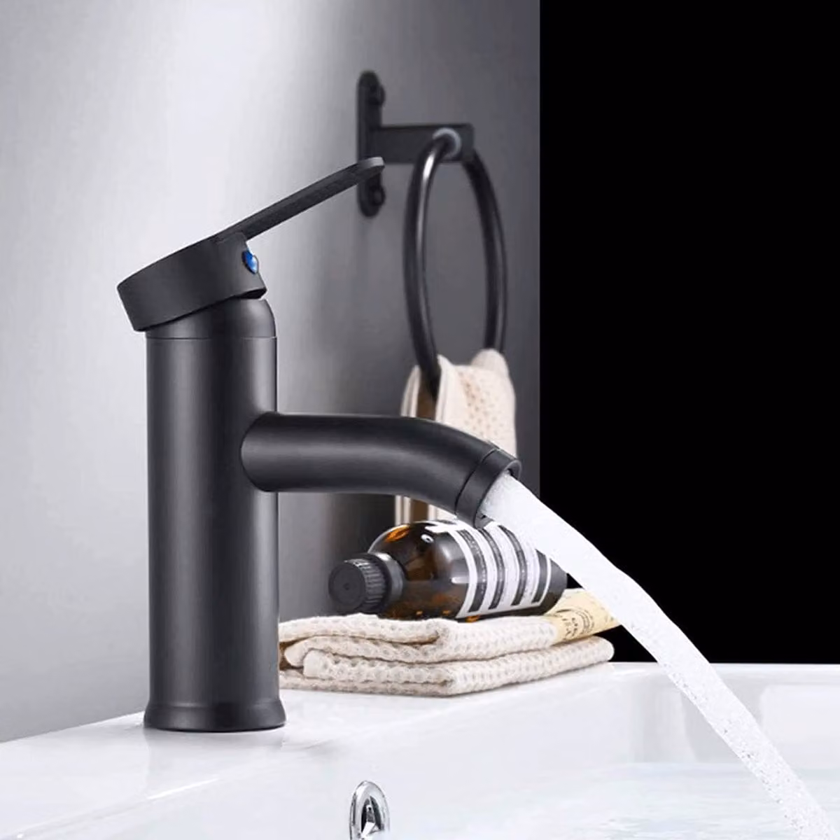 Rubinetto bagno nero, rubinetto bagno, rubinetto lavabo, rubinetto lavabo, acqua calda e fredda, nero