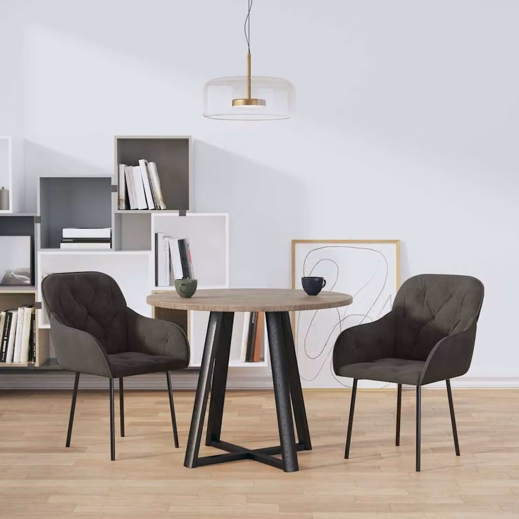 Set di 2 sedie da pranzo vidaXL in velluto grigio con struttura in legno e metallo per soggiorno e cucina
