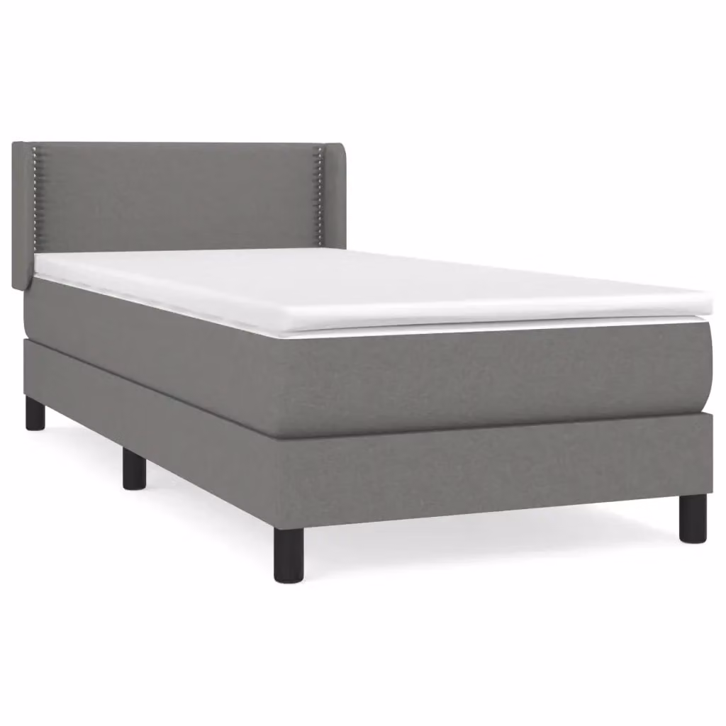 Letto Ibrido vidaXL con Giroletto a Molle e Materasso in Tessuto Grigio e Bianco L/P/H: 90 x 200 x 23 cm – 2