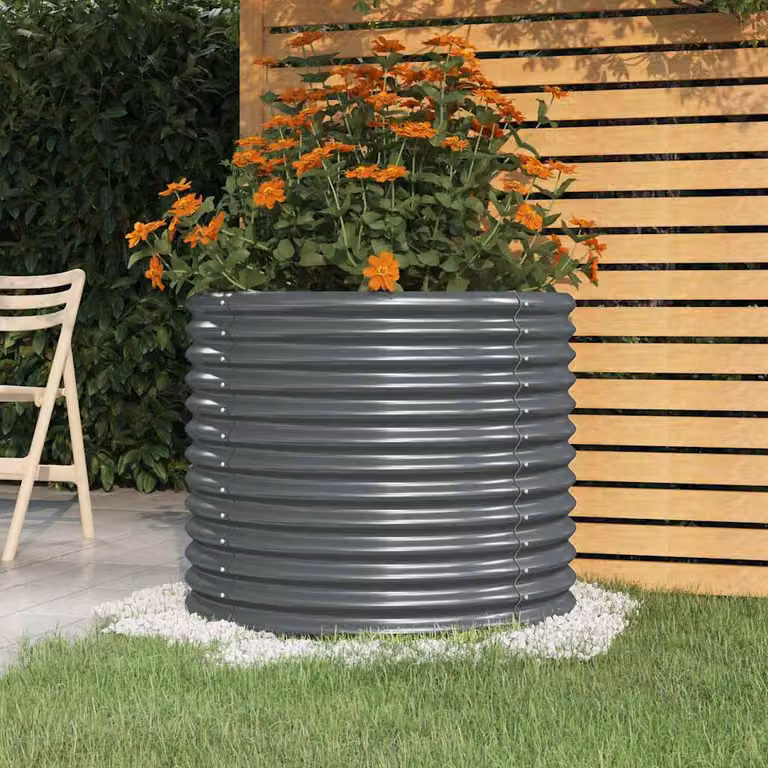 vidaXL Vaso da Giardino in Acciaio Zincato Antracite L: 80 cm, P: 80 cm, H: 68 cm
