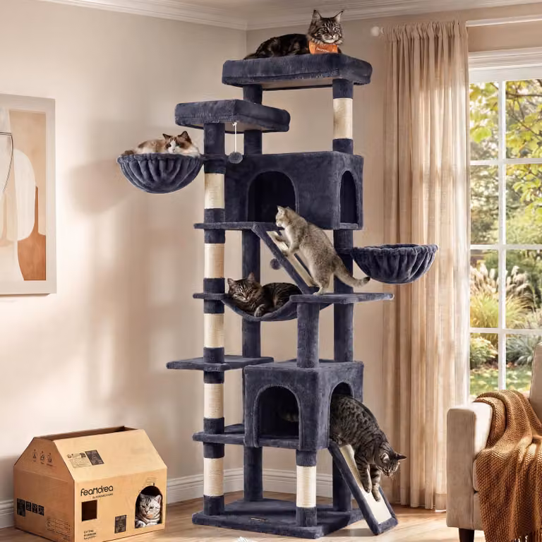 Feandrea, albero per gatti grande, modello XXL, con superfici per grattare e sisal, ideale per arrampicarsi