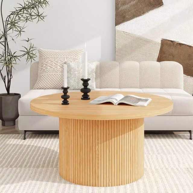 Tavolino Rotondo da Salotto in Legno Massello ¨C MINIMAL ¨C Naturale