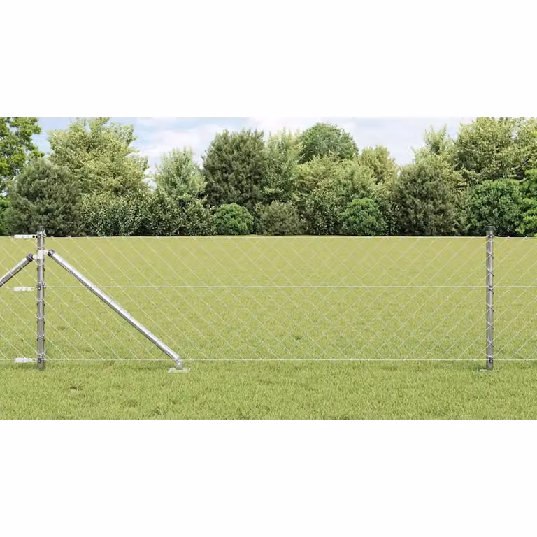 Palo per recinzione vidaXL in acciaio zincato color argento, ideale per installazione nel terreno, L: 25 cm, H: 80 cm