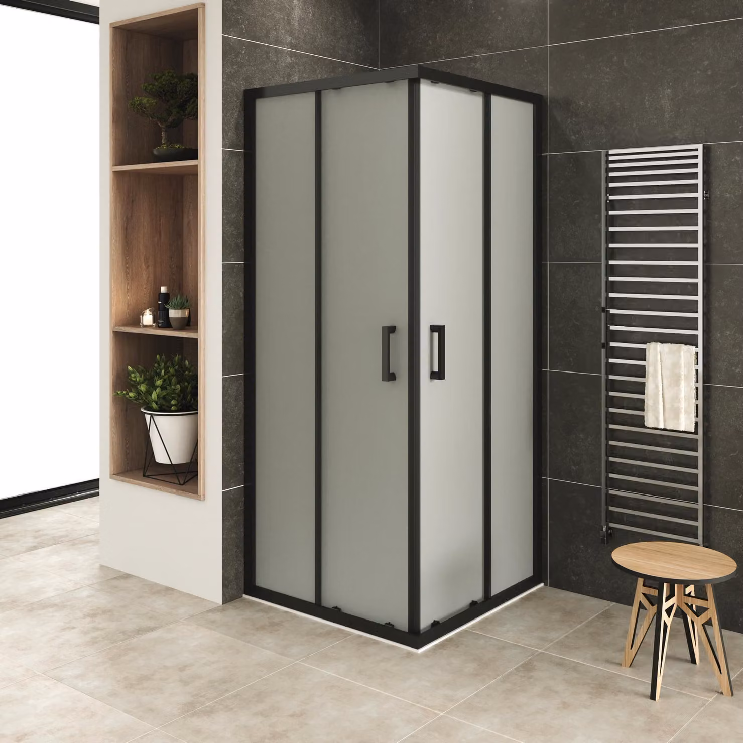 cabina doccia i-flair ad ante scorrevoli 95x95x180 cm in vetro di sicurezza satinato da 6 mm - DK79