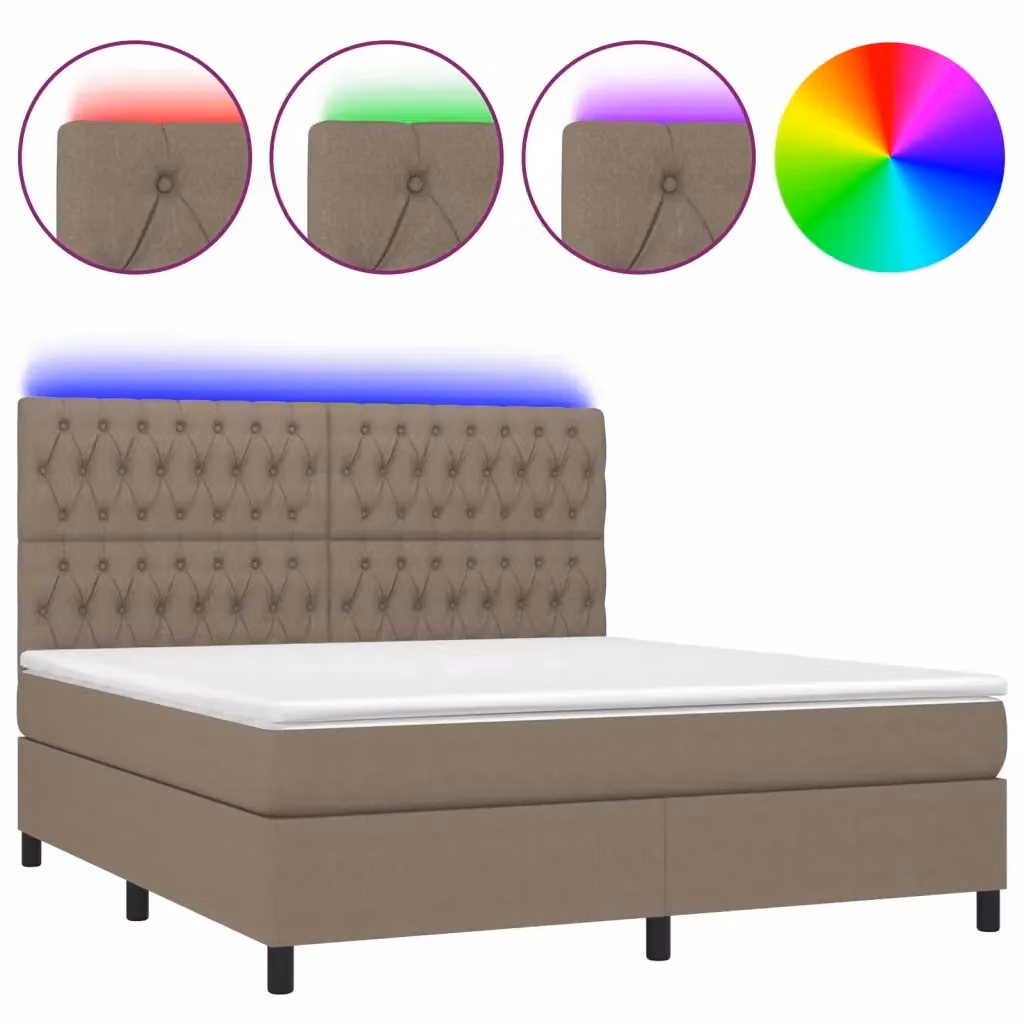 Letto Ibrido con Materasso e Illuminazione LED vidaXL in Tessuto Beige L 160 x P 200 cm – 2