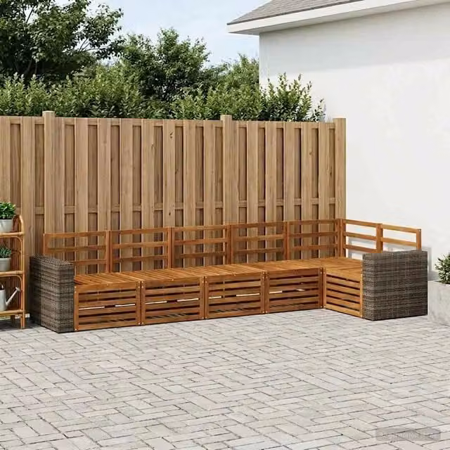 Set di divani da esterno 6 pz Naturale Poliestere 3384425