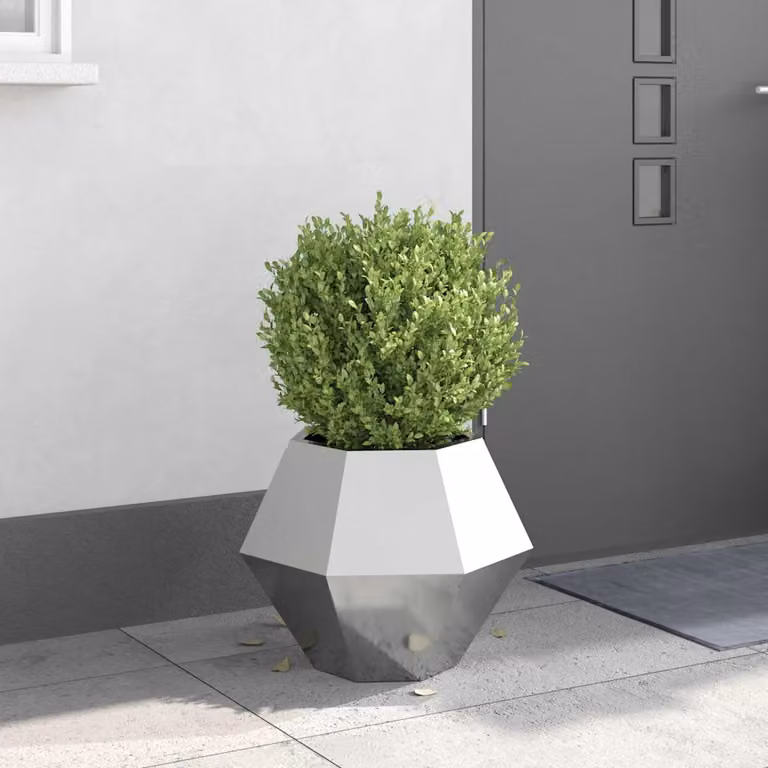 Fioriera vidaXL in acciaio zincato argento L: 50 cm, P: 50 cm, H: 40 cm