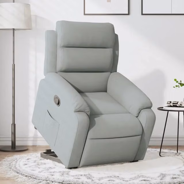 Poltrona Alzapersona Reclinabile con Assistenza Elettrica vidaXL in Velluto e Finta Pelle Grigio