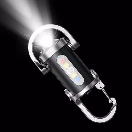 Torcia LED ricaricabile con porta USB, torcia da campeggio portatile e impermeabile, piccolo portachiavi