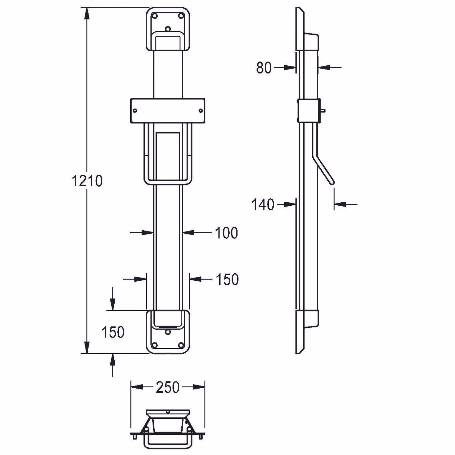 KWC AR regolazione in altezza, F5, f. Asciugacapelli, 250x1200x140 mm, argento/genziana perla