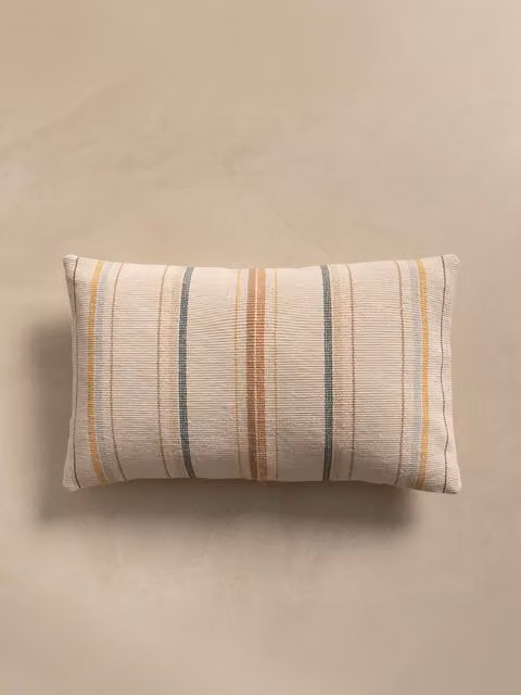 Cuscino naturale More a righe multicolore beige Kenay Home con rivestimento in cotone lavabile