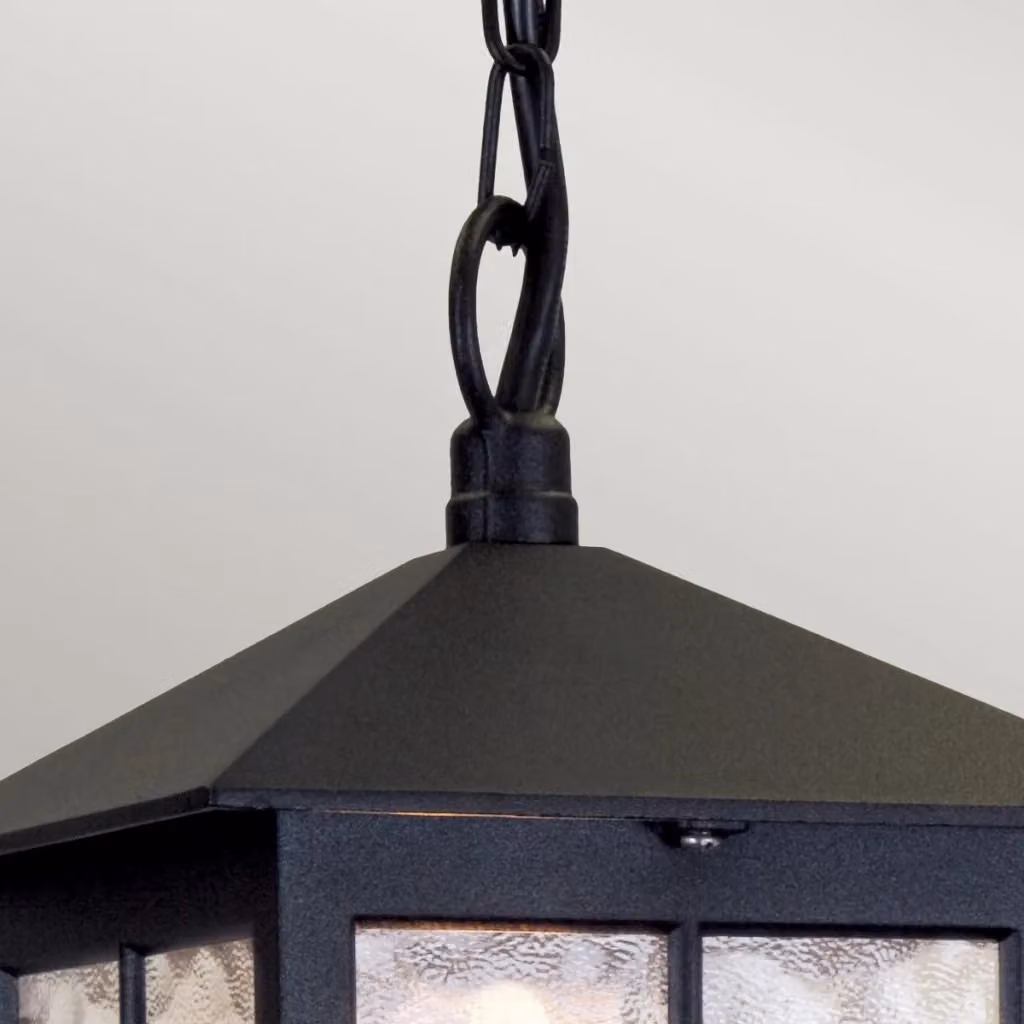 Lampada sospesa esterna Elstead Winchester nera con vetro trasparente e attacco E27 – 2